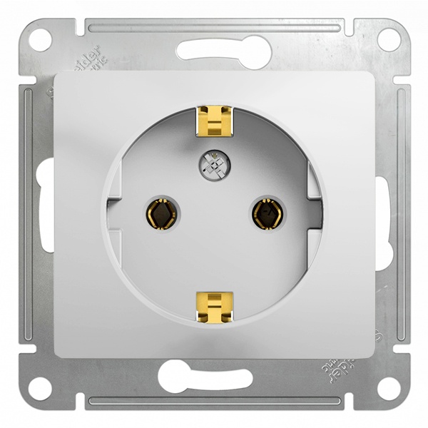 Розетка с заземлением SE Glossa 16А механизм, белый