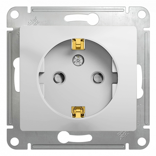 Розетка с заземлением со шторками SE Glossa 16А механизм, белый