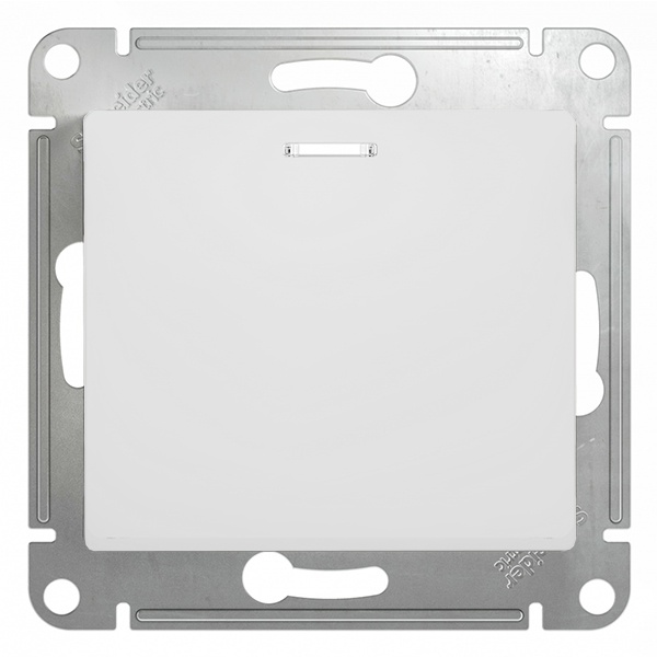 Одноклавишный переключатель с подсветкой SE Glossa 10A механизам, белый