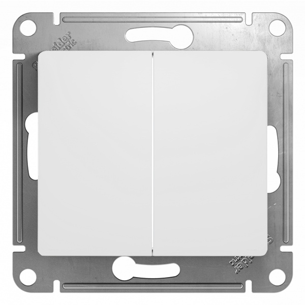 Двухклавишный переключатель SE Glossa 10A механизм, белый