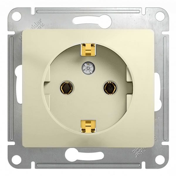 Розетка с заземлением SE Glossa 16А механизм, бежевый