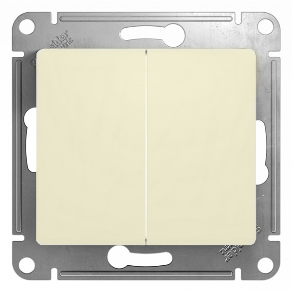 Двухклавишный переключатель SE Glossa 10A механизм, бежевый