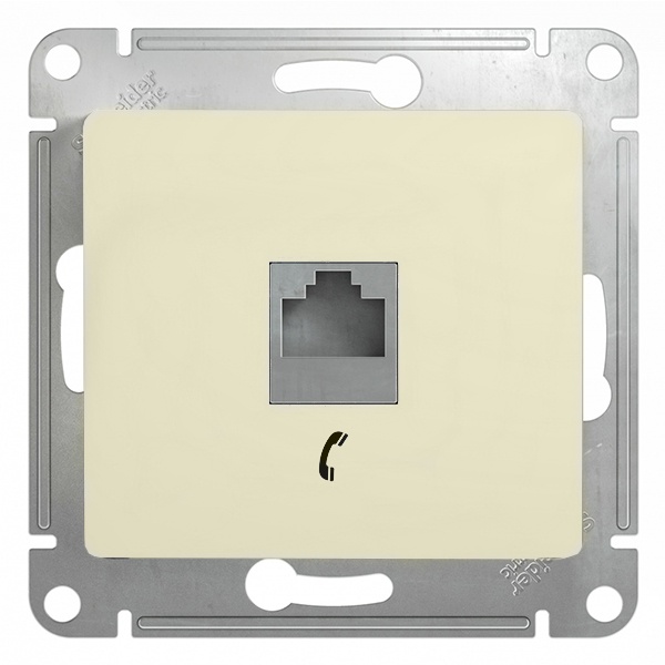Розетка телефонная SE Glossa RJ11 механизм, бежевый