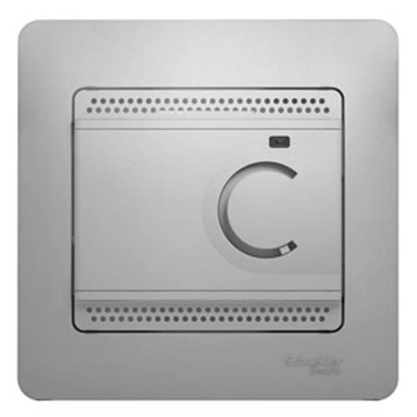 Термостат электронный теплого пола SE Glossa с датчиком от +5 +50C 10A в сборе, алюминий