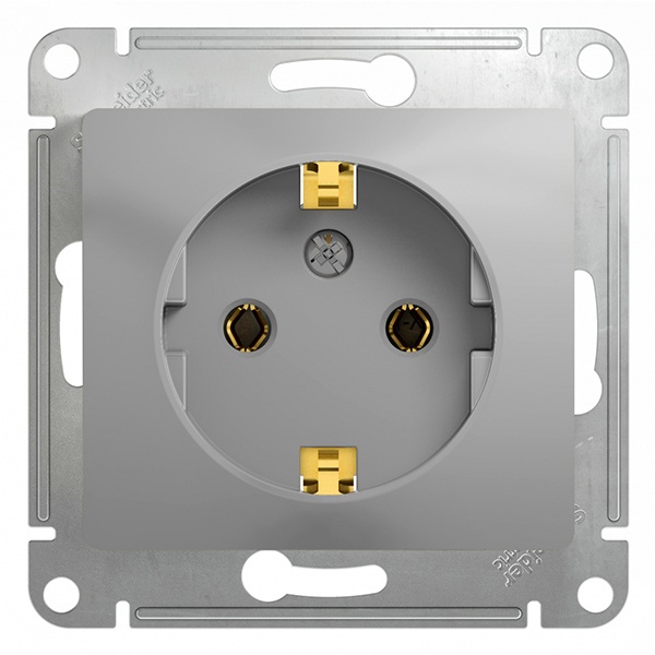 Розетка с заземлением SE Glossa 16А механизм, алюминий