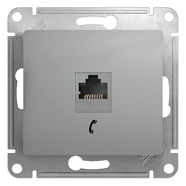 Розетка телефонная SE Glossa RJ11 механизм, алюминий