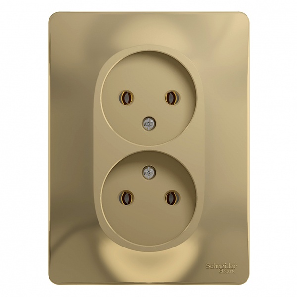 Розетка двойная без заземления SE Glossa16А в сборе, титан