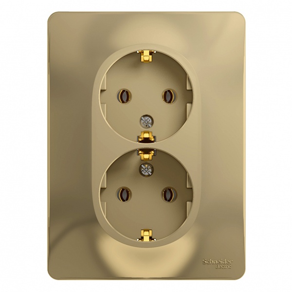 Розетка двойная с заземлением SE Glossa 16А в сборе, титан