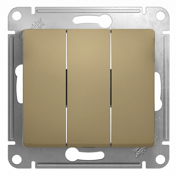 Трехклавишный выключатель SE Glossa 10A механизм, титан