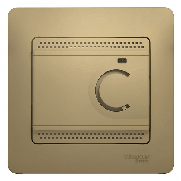 Термостат электронный теплого пола SE Glossa с датчиком +5 +50C 10A в сборе, титан