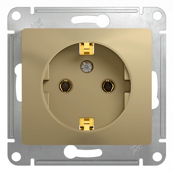 Розетка с заземлением SE Glossa 16А механизм, титан