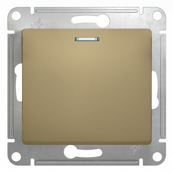 Одноклавишный переключатель с подсветкой SE Glossa 10A механизам, титан