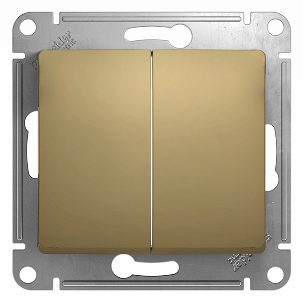 Двухклавишный переключатель SE Glossa 10A механизм, титан