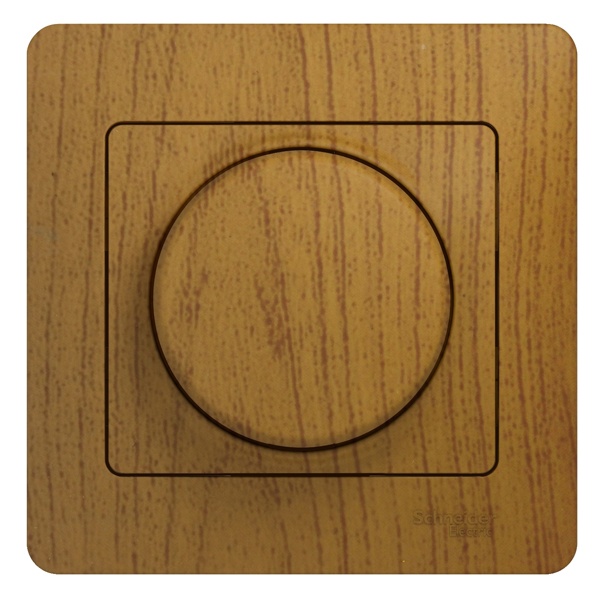 Светорегулятор SE Glossa (диммер) поворотный 300Вт в сборе, дерево дуб