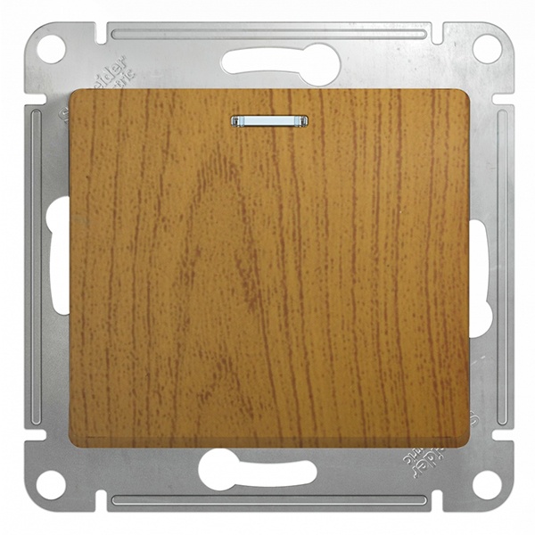 Одноклавишный переключатель с подсветкой SE Glossa 10A механизам, дерево дуб