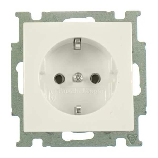 Розетка с заземлением ABB Basic 55 с защитными шторками слоновая кость (20 EUCKS-92) (бежевый)