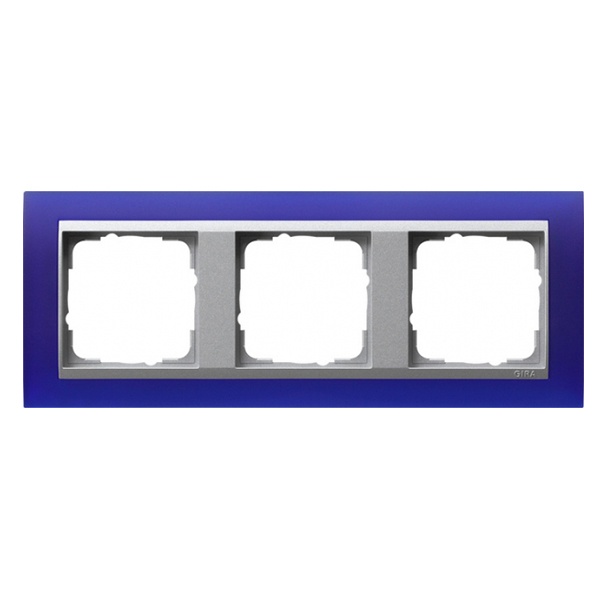 Рамка 3-ая Gira Event Матово-Синый цвет вставки Алюминий