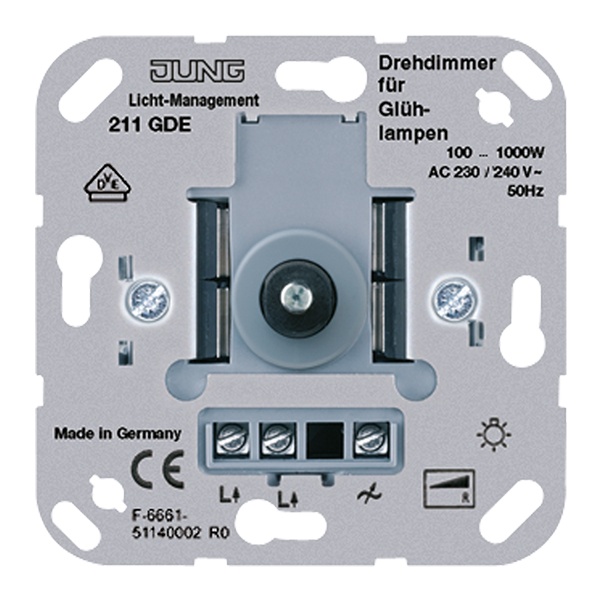 Диммер Jung поворотно-нажимной для л.н. 100-1000Вт механизм