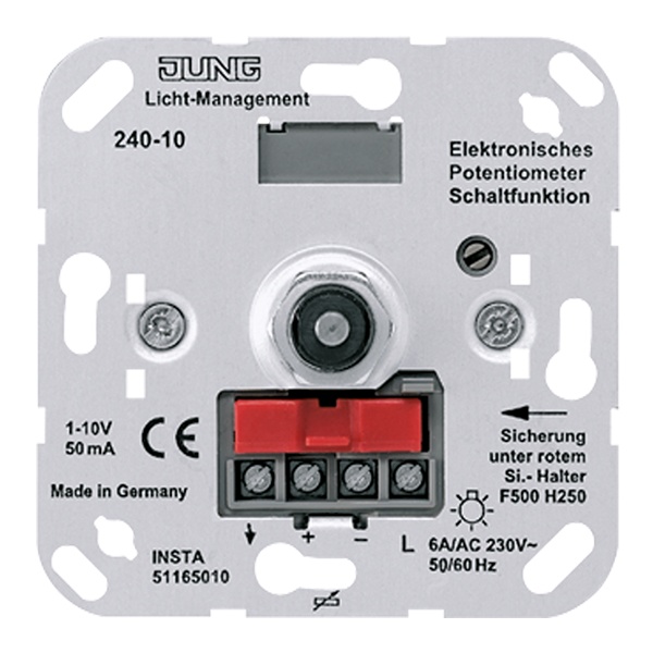 Потенциометр Jung для регулирования люминесцентных ламп с выключателем, 1-10В механизм