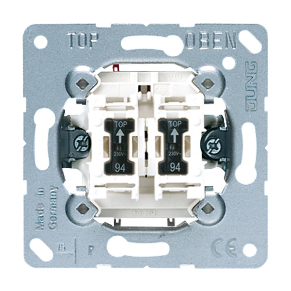 Выключатель Jung 2-клавишный с подсветкой 10а механизм