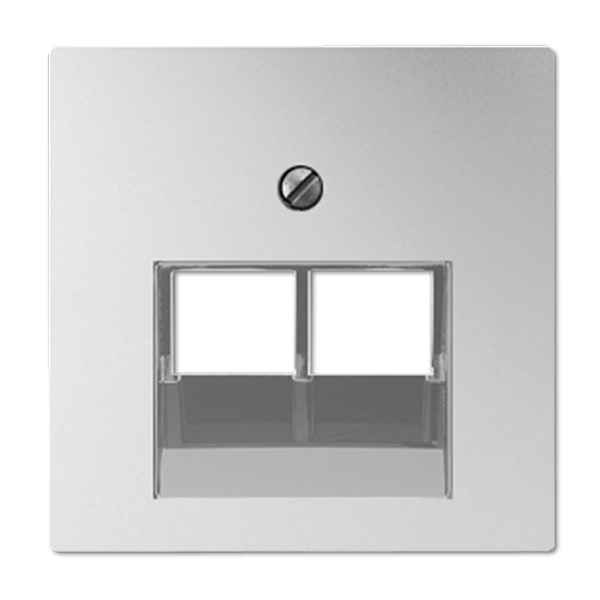 Накладка 2-ая Jung A компьютерной/телефонной RJ45/RJ11 розетки наклонная Алюминий