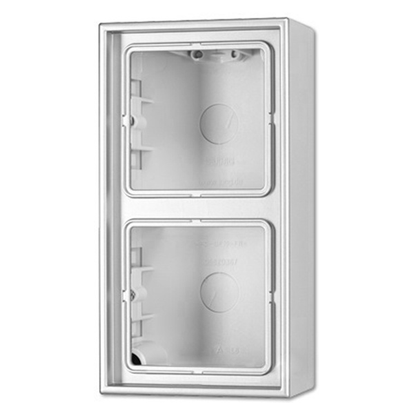 Коробка для накладного монтажа Jung LS 2-ая Алюминий