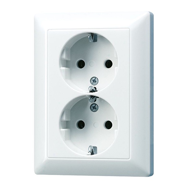 Розетка Jung ECO Profi 2-ая с/з 220В 16А безвинтовой зажим Белый