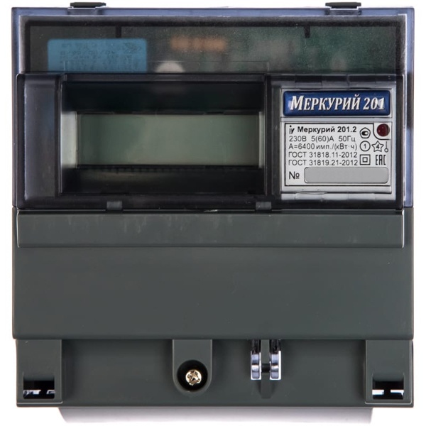 Электросчетчик Меркурий 201.2 5-60А/230В кл.т.1,0 однотарифный ЖКИ