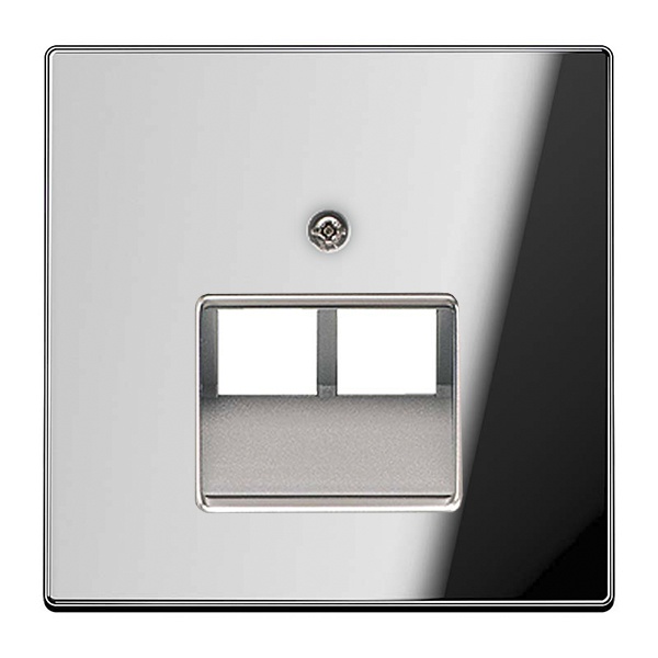 Накладка 2-ая Jung LS компьютерной/телефонной RJ45/RJ11 розетки наклонная Хром