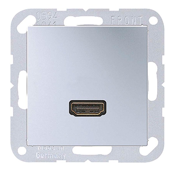 Розетка HDMI Jung A 1 местная Алюминий механихм+накладка
