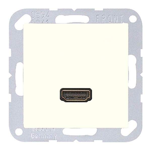Розетка HDMI Jung A 1 местная+AS Слоновая кость механихм+накладка (бежевый)