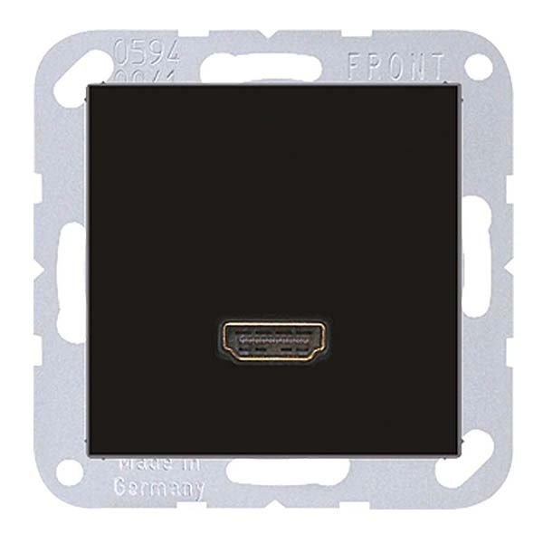 Розетка HDMI Jung A 1 местная Черный механихм+накладка