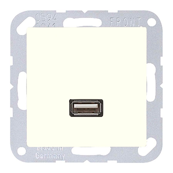 Розетка USB-удлинитель Jung A 1 местная+AS Слоновая кость механихм+накладка (бежевый)