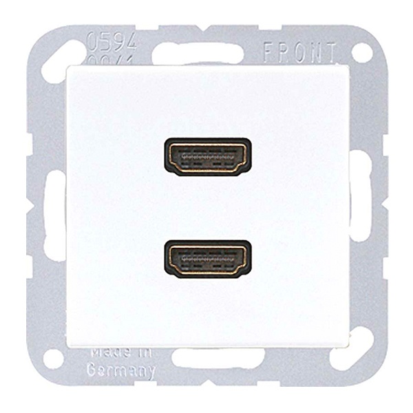 Розетка HDMI Jung A 2 местная+AS Белый механихм+накладка