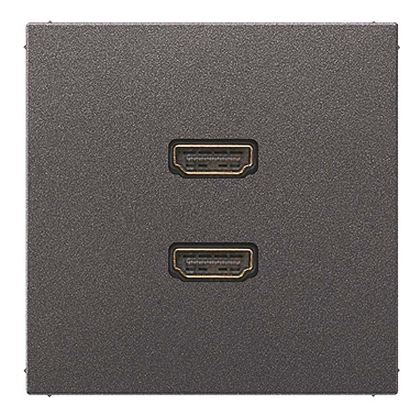 Розетка HDMI Jung LS 2 местная Антрацит механихм+накладка