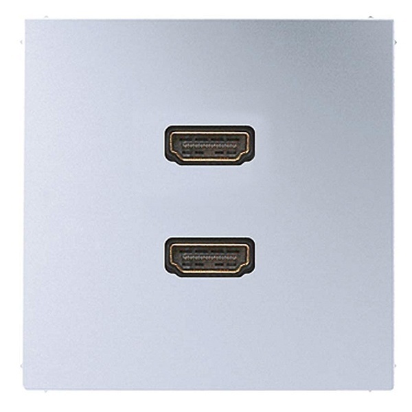 Розетка HDMI Jung LS 2 местная Алюминий механихм+накладка