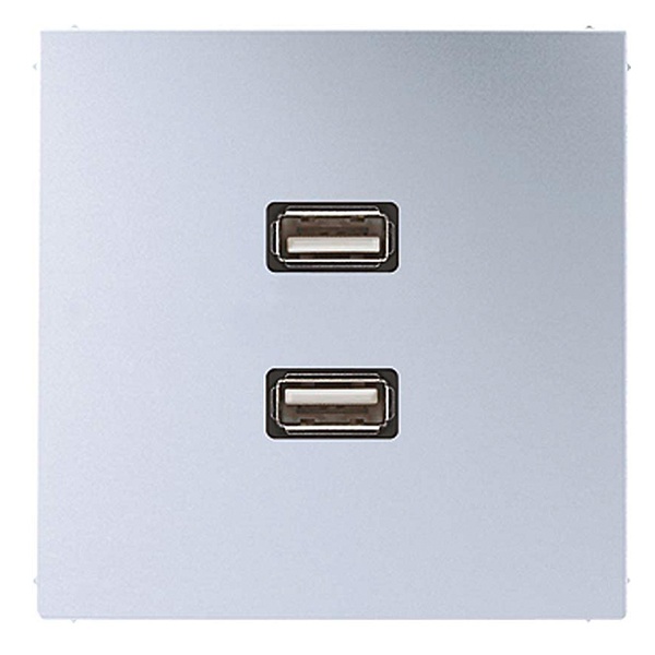 Розетка USB-удлинитель Jung LS 2 местная Алюминий механизм+накладка