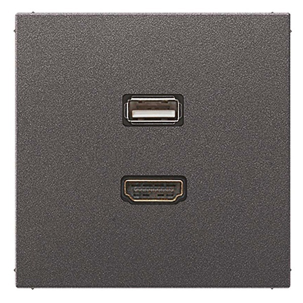 Розетка HDMI+USB Jung LS Антрацит механизм+накладка