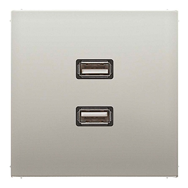 Розетка USB-удлинитель Jung LS 2 местная Нержавеющая сталь механизм+накладка