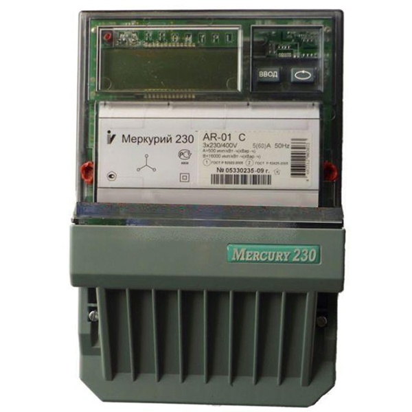 Электросчетчик Меркурий-230 AR-01R 5-60А 230/400В однотарифный RS-485 ЖКИ