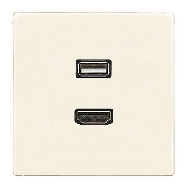Розетка HDMI+USB Jung LS Слоновая кость механизм+накладка (бежевый)