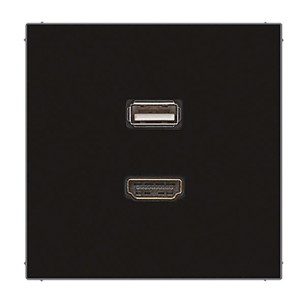 Розетка HDMI+USB Jung LS Черный механизм+накладка