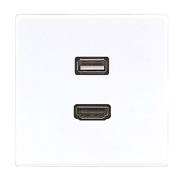 Розетка HDMI+USB Jung LS Белый механизм+накладка