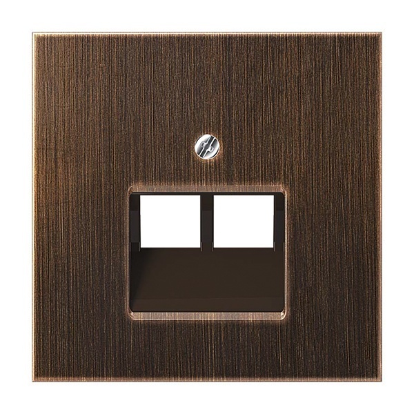 Накладка 2-ая Jung LS компьютерной/телефонной RJ45/RJ11 розетки наклонная Латунь Antik