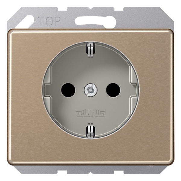 Розетка Jung SL500 с заземлением автозажим Золотая бронза
