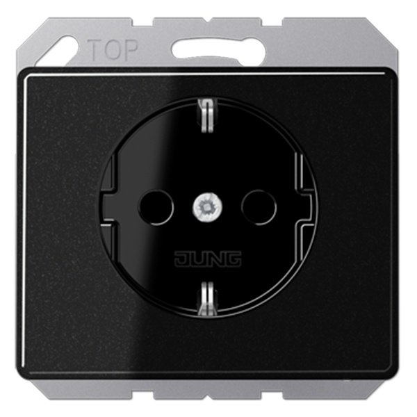 Розетка Jung SL500 с заземлением автозажим с защитными шторками Черный
