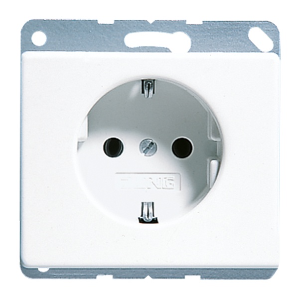 Розетка Jung SL500 с заземлением автозажим с защитными шторками Белый