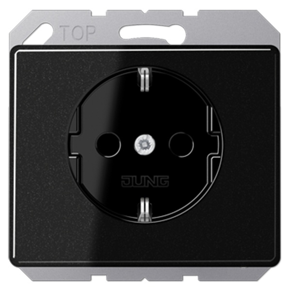 Розетка Jung SL500 с заземлением автозажим Черный