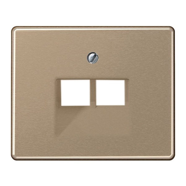 Накладка 2-ая Jung SL500 компьютерной/телефонной RJ45/RJ11 розетки наклонная Золотая бронза