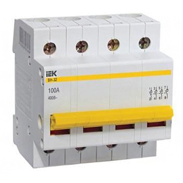 Рубильник модульный ИЭК ВН-32 4Р 25А трехфазный (выключатель нагрузки)